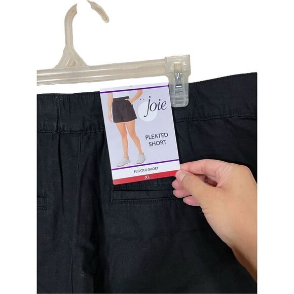 Joie Ladies High Rise Black Linen Blend Pleated Shorts Size XL NWT - Picture 6 of 8